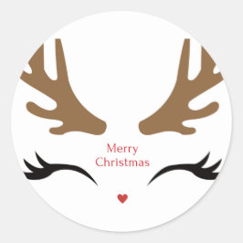 Happy Reindeer Face Ronde Sticker