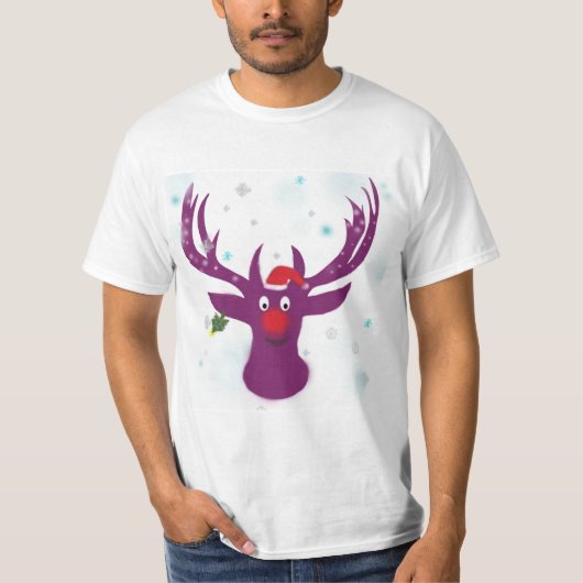 Happy Reindeer Feestdagen Value T-shirt, wit T-shirt (Voorkant)