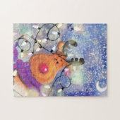 Happy Reindeer Jigzaag Puzzle-kerstcadeau Legpuzzel (Horizontaal)