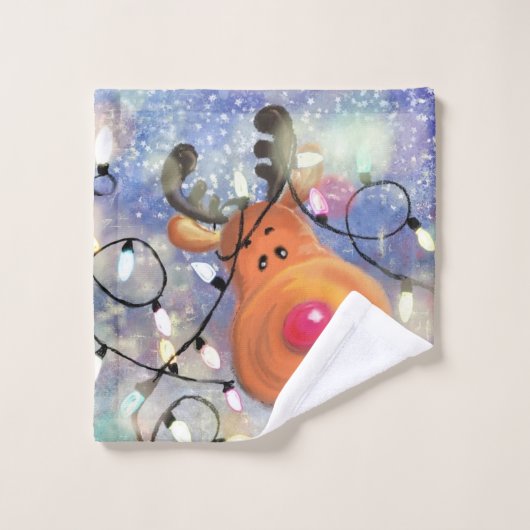 Happy Reindeer - Kerstmis Bad Handdoek (Wasdoekje)