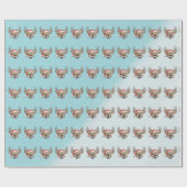 Happy Reindeer Kerstverraad — Verpakkingspapier Cadeaupapier (Vlak)