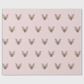 Happy Reindeer Pattern Blush Pink Christmas Cadeaupapier (Vlak)