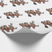 Happy Reindeer start cartoon | Achterkleur kiezen Cadeaupapier (Hoek)
