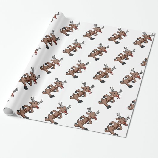 Happy Reindeer start cartoon | Achterkleur kiezen Cadeaupapier (Uitgerold)