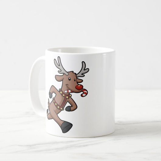 Happy Reindeer start cartoon | Achterkleur kiezen Koffiemok (Voorkant links)