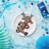 Happy Reindeer start cartoon | Achterkleur kiezen Papieren Bordje (Feest)