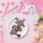 Happy Reindeer start cartoon | Achterkleur kiezen Papieren Bordje (Feest)