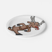 Happy Reindeer start cartoon | Achterkleur kiezen Papieren Bordje (Gekanteld)