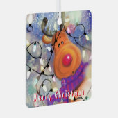 Happy Reindeer - Vrolijk kerstfeest - Tekenvun Metalen Ornament (Voorkant Rechts)
