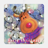 Happy Reindeer - Vrolijk kerstfeest - Tekenvun Metalen Ornament (Voorkant)