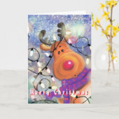 Happy Rendier Kerst Kaart (Gele Bloem)