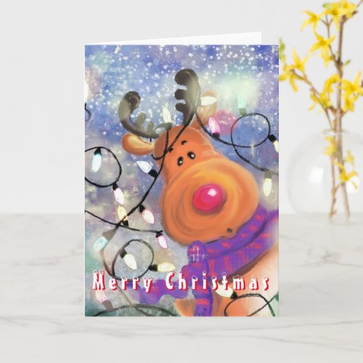 Happy Rendier Kerst Kaart (Gele Bloem)