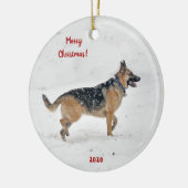 Happy Rescue German Shepherd Dog in Winter Snow Keramisch Ornament (Links)