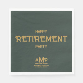 Happy Retirement 3 Letter Gold Monogram op Groen Servet