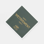 Happy Retirement 3 Letter Gold Monogram op Groen Servet (Hoek)