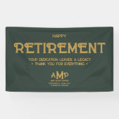 Happy Retirement 3 Letter Gold Monogram op Groen Spandoek (Horizontaal)