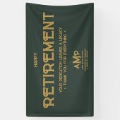 Happy Retirement 3 Letter Gold Monogram op Groen Spandoek (Verticaal)
