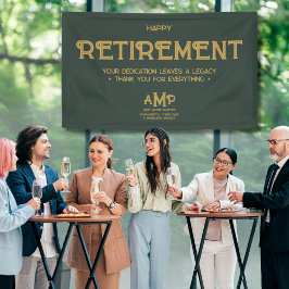 Happy Retirement 3 Letter Gold Monogram op Groen Spandoek