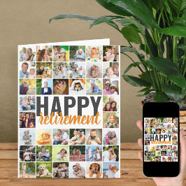 Happy Retirement 40 Pic Photo Collage Personalized Kaart