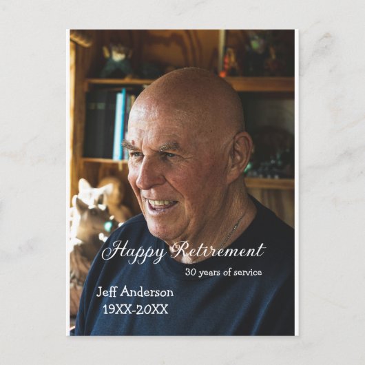 Happy retirement add name photo years of service r briefkaart (Voorkant)