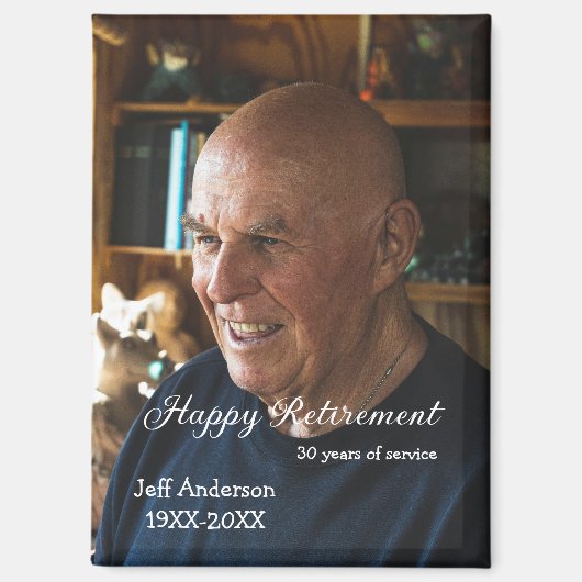 Happy retirement add name photo years of service r magneet (Voorkant)