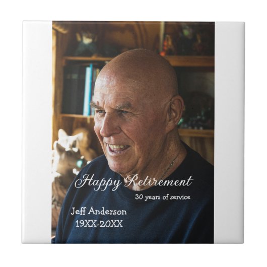 Happy retirement add name photo years of service r tegeltje (Voorkant)