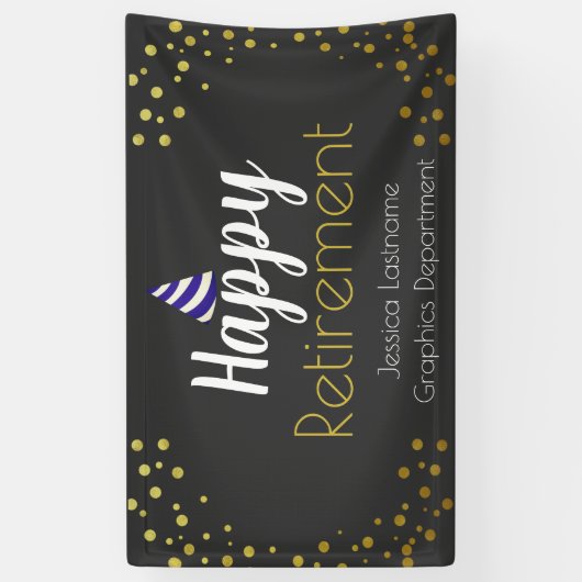 Happy Retirement All Text Party Confetti Banner (Verticaal)