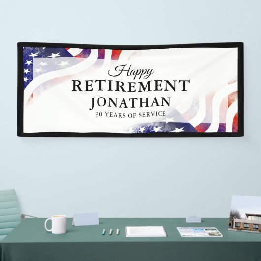 Happy Retirement Amercian Flag Spandoek (Beurs)
