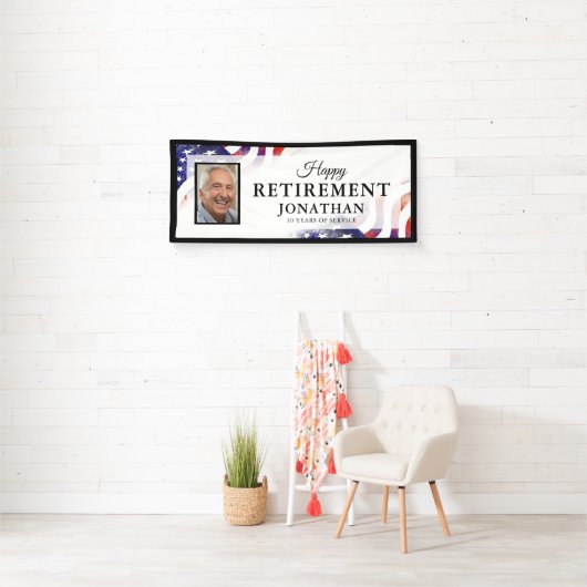 Happy Retirement Amerikaanse vlag foto banner (Insitu)