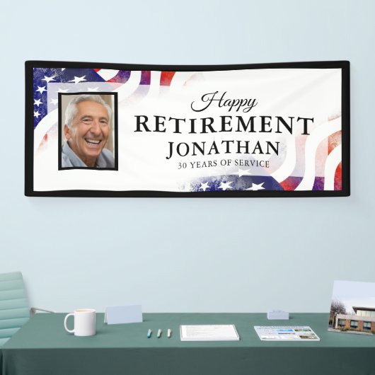 Happy Retirement Amerikaanse vlag foto banner (Beurs)