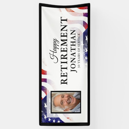 Happy Retirement Amerikaanse vlag foto banner (Verticaal)