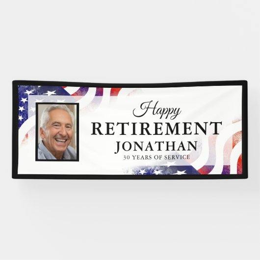 Happy Retirement Amerikaanse vlag foto banner (Horizontaal)