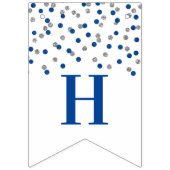 Happy Retirement Banner Silver Dark Blue Confetti (Eerste vlag)