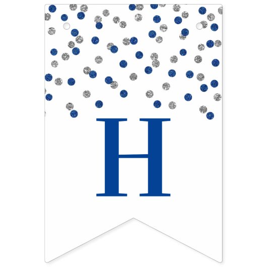 Happy Retirement Banner Silver Dark Blue Confetti (Eerste vlag)