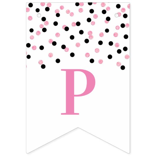 Happy Retirement Banner Zwart Roze Confetti (Derde vlag)