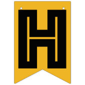 HAPPY RETIREMENT BANNER, zwarte tekst op gouden kl Vlaggetjes (Eerste vlag)