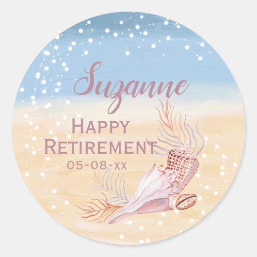 Happy Retirement Beach Coastal Ronde Sticker (Voorkant)