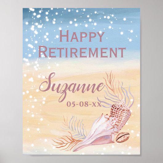 Happy Retirement Beach Coastal Shell Poster (Voorkant)