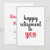 Happy Retirement Big Script Gepensioneerde gelegen Bedankkaart (Voorkant / Achterkant)