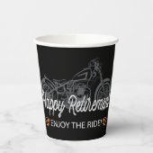 Happy Retirement Biker met motorfiets en flames Papieren Bekers (Links)