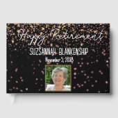 Happy Retirement Black en Gold Custom Photo Gastenboek (Voorkant)
