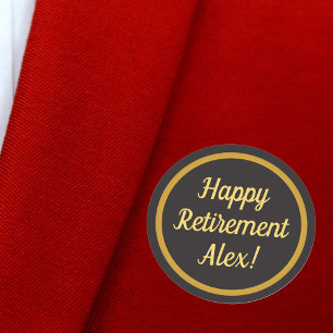 Happy Retirement Black en Gold Ronde Sticker