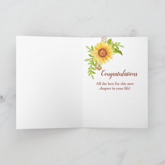 Happy Retirement Bloemen Zonnebloem Zwarte Kaart (Binnen)