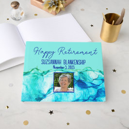 Happy Retirement Blue Green Waterverf Custom Gastenboek