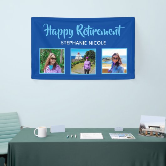 Happy Retirement Blue Multiple Photos Spandoek (Beurs)