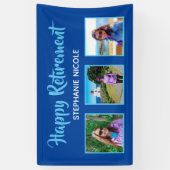 Happy Retirement Blue Multiple Photos Spandoek (Verticaal)