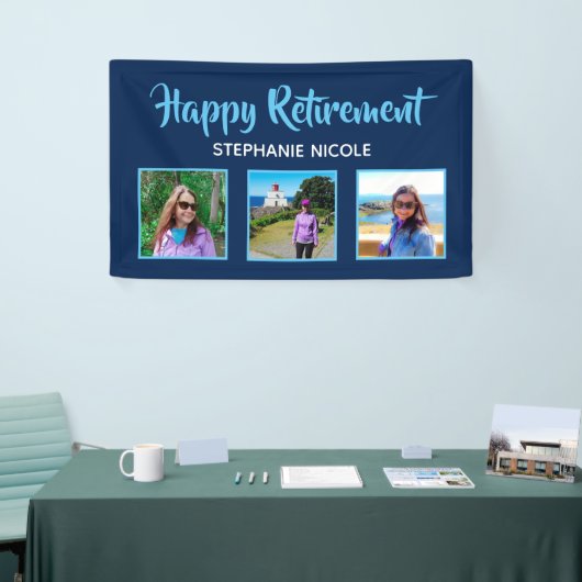 Happy Retirement Blue Multiple Photos Spandoek (Beurs)