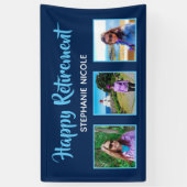Happy Retirement Blue Multiple Photos Spandoek (Verticaal)