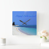 Happy Retirement Blue Ocean Vierkante Klok (Huis)