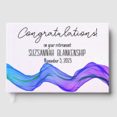 Happy Retirement Blue Paars Waterverf Aangepast Gastenboek (Voorkant)